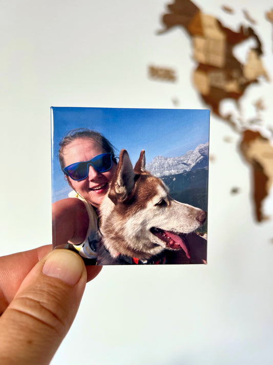 Personalized Hardback Photo Magnet – Custom 2.5"x 2.5" Rigid Fridge Magnet with Your Picture